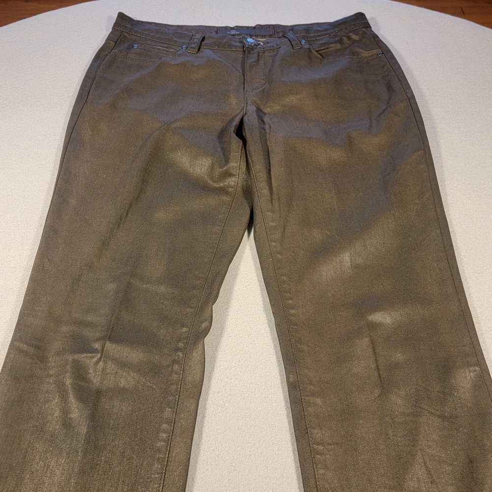 Dismero Italy Womens Metallic Coated Jeans Rhinestone‎ Eagle Back Pocket Size 12